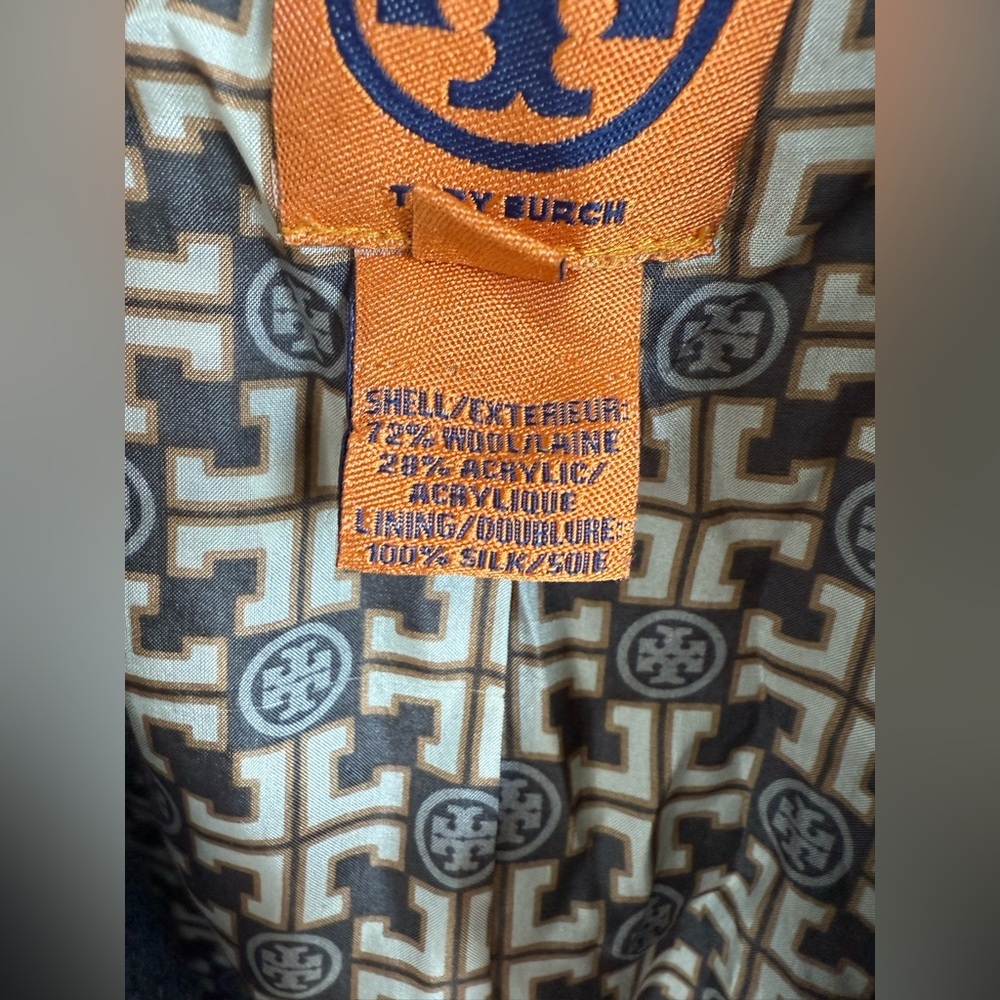 Tory Burch Black Textured Wool Coat with Logo Buttons • 8 - Picture 11 of 12